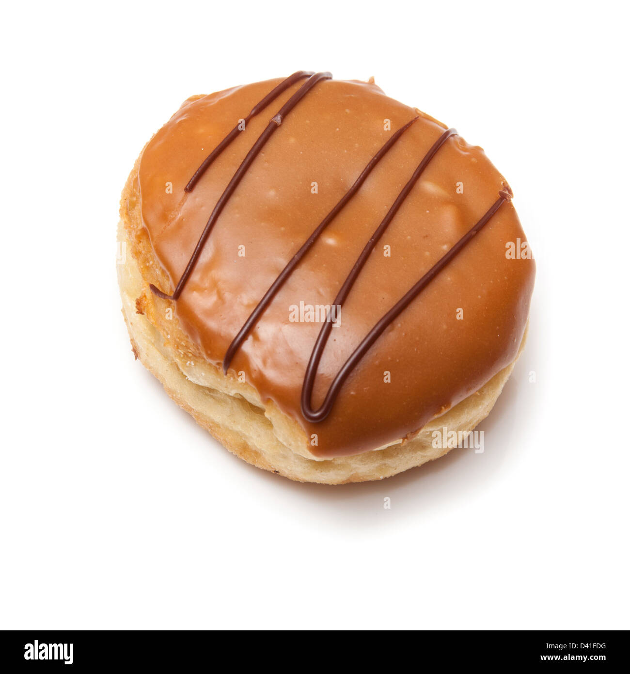 Geeiste Donut isoliert auf einem weißen Studio-Hintergrund. Stockfoto