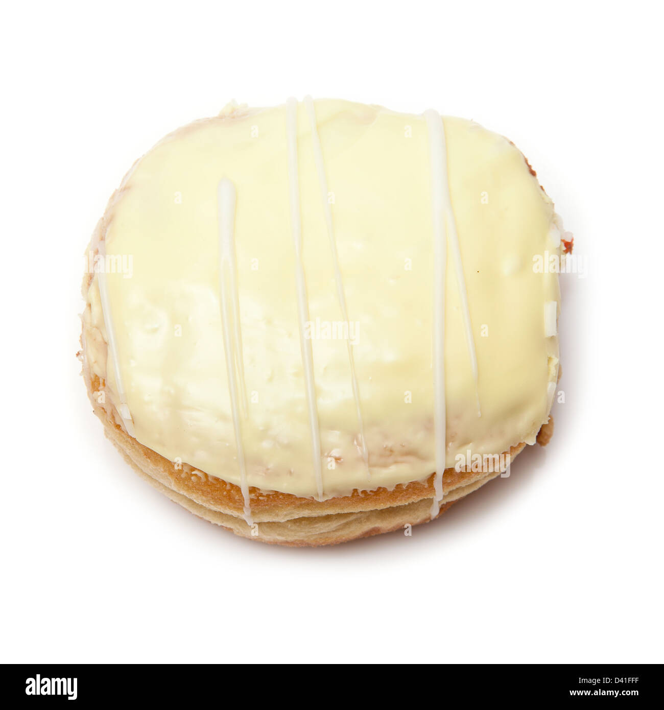 Geeiste Donut isoliert auf einem weißen Studio-Hintergrund. Stockfoto