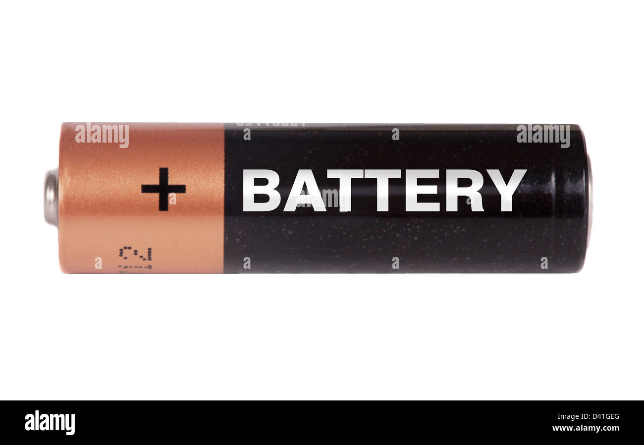 AA Batterie isoliert auf weiss Stockfoto