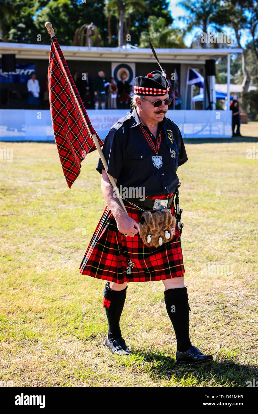 Mann in seinem Kilt an den Highland-Games Sarasota in Florida Stockfoto