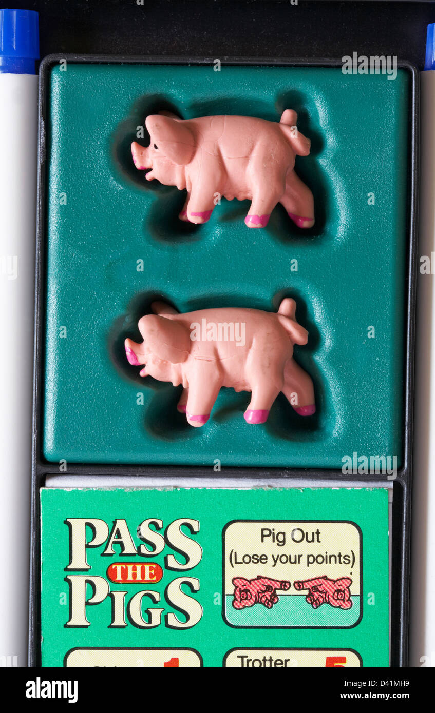 Pass die Schweine von mb Spiele Spiel Stockfoto