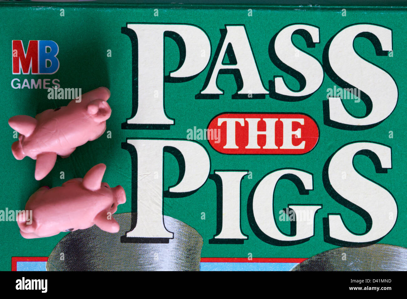 Pass die Schweine von mb Spiele Spiel Stockfoto