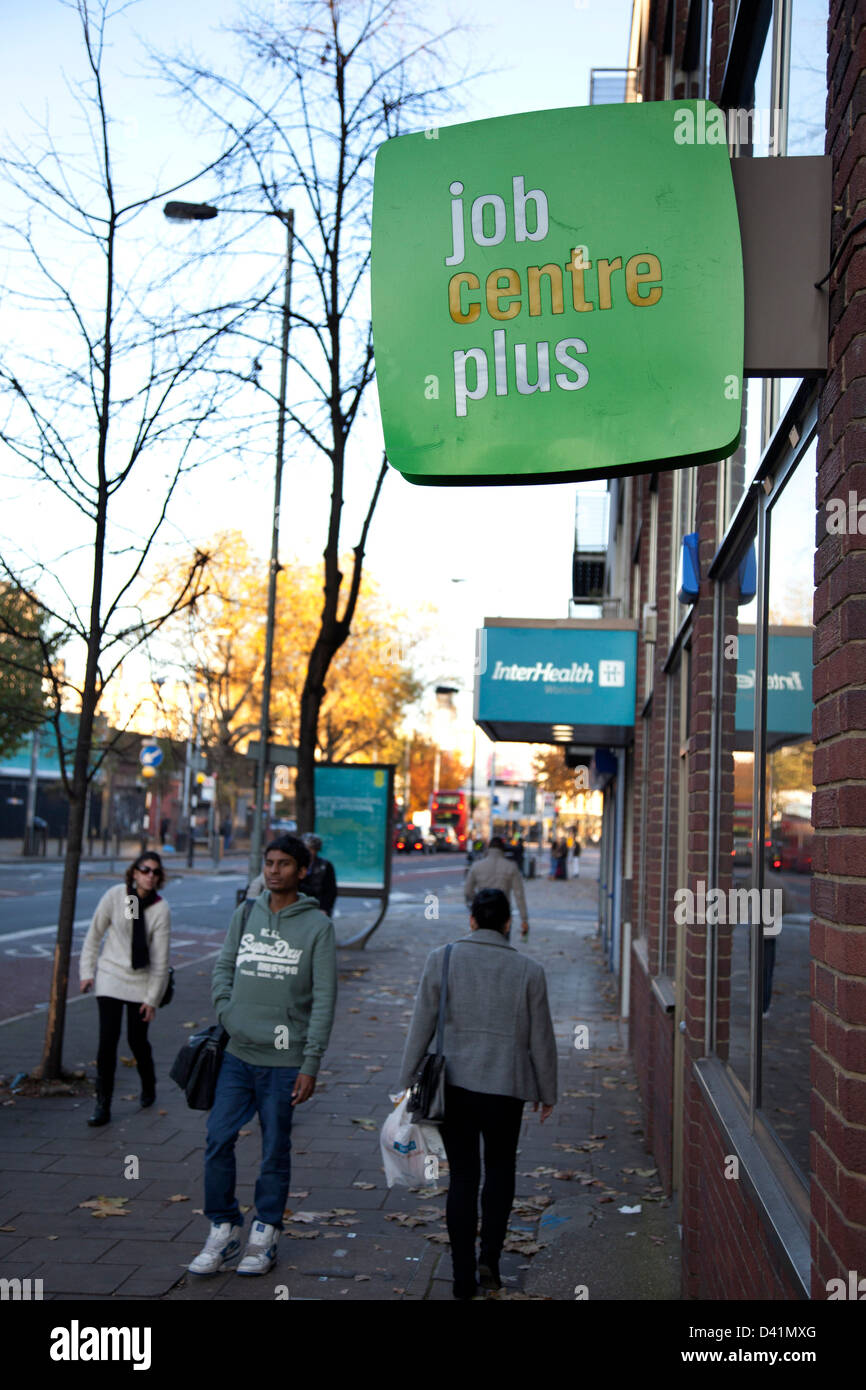 Job-Center sowie in London, Vereinigtes Königreich. Dies wird in Kürze die Jobcentre umbenannt. Stockfoto