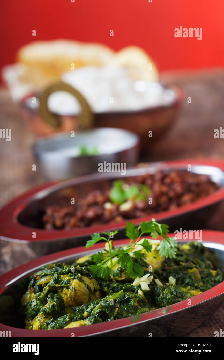 indischen Murgh Palak Curry-Gericht Stockfoto