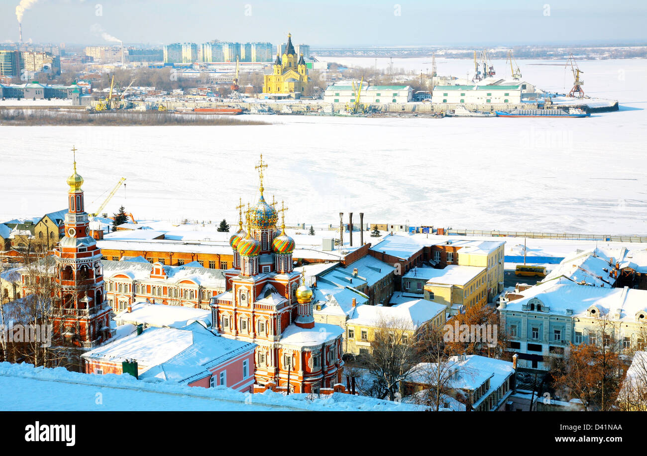 Nevsky Kathedrale und Stroganow Kirche Nischni Nowgorod Russland