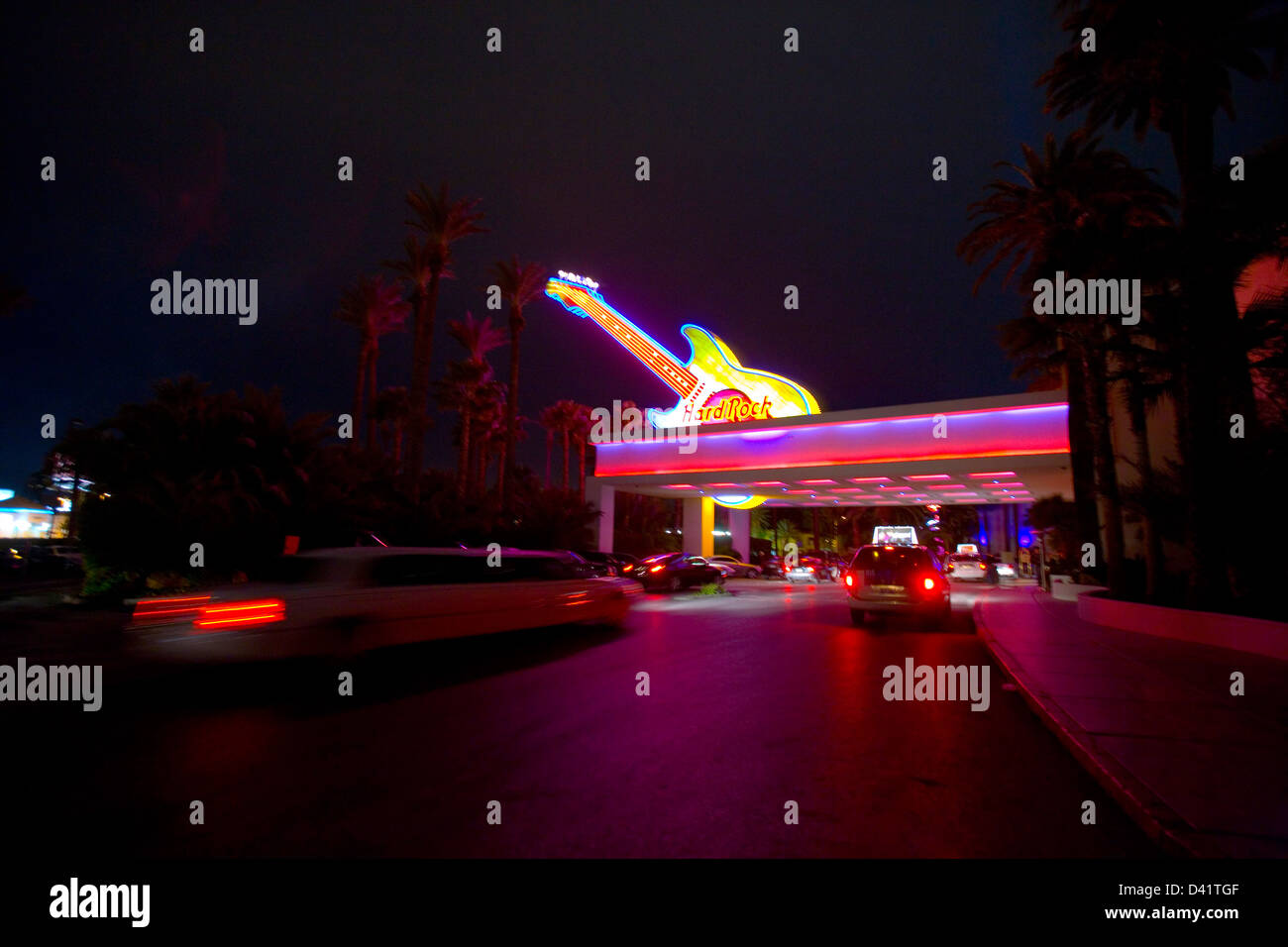 Hard Rock Hotel Las Vegas in der Nacht Stockfoto