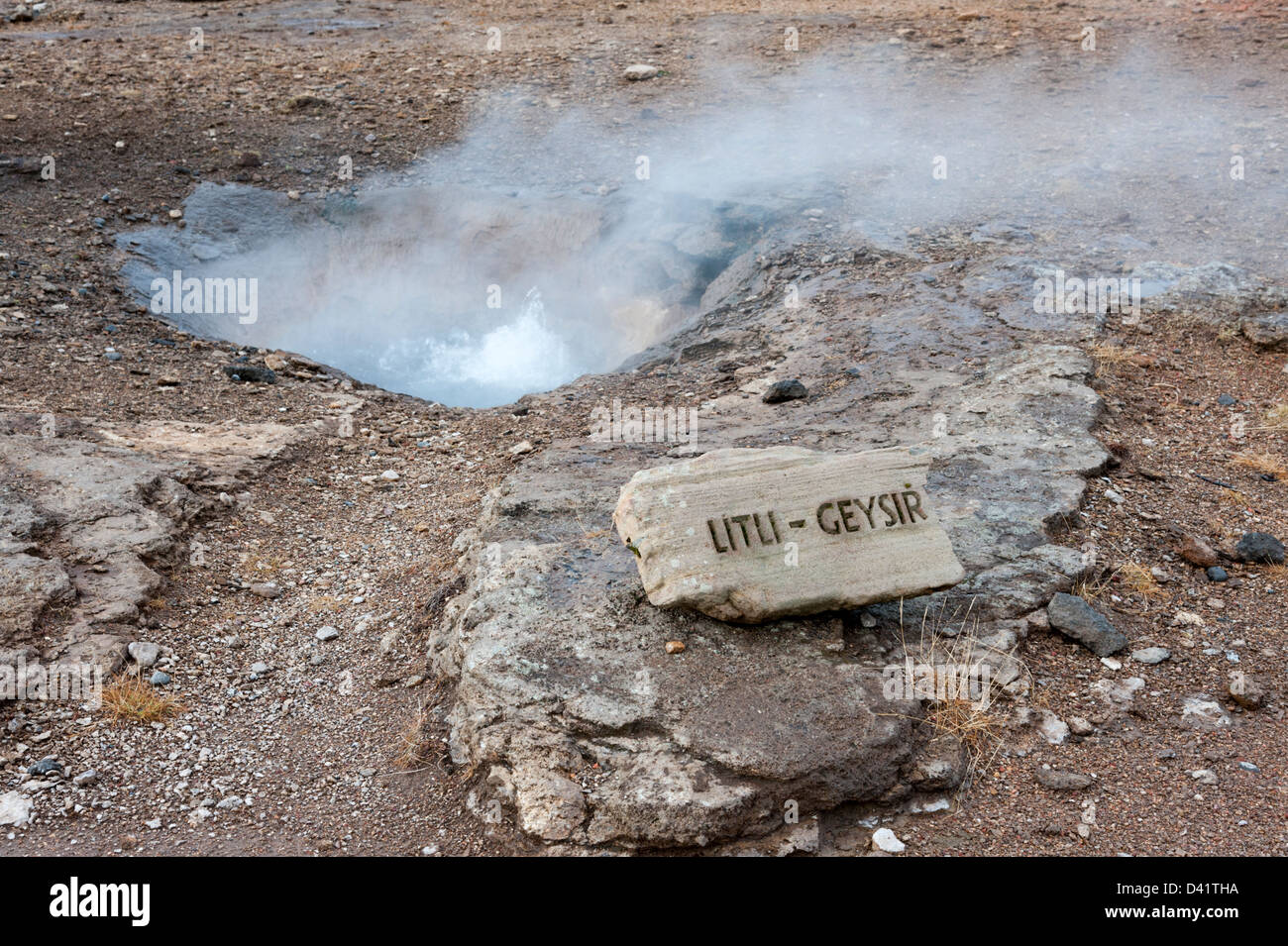 Wenig Geysir Island oder Litli Geysir Stockfoto