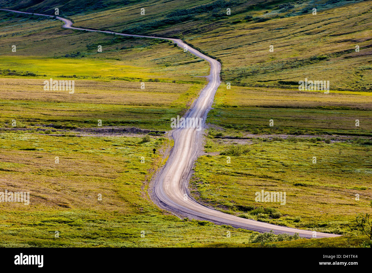Blick vom steinigen Hügel übersehen, Denali Park Road, Denali National Park & Preserve, Alaska, USA Stockfoto