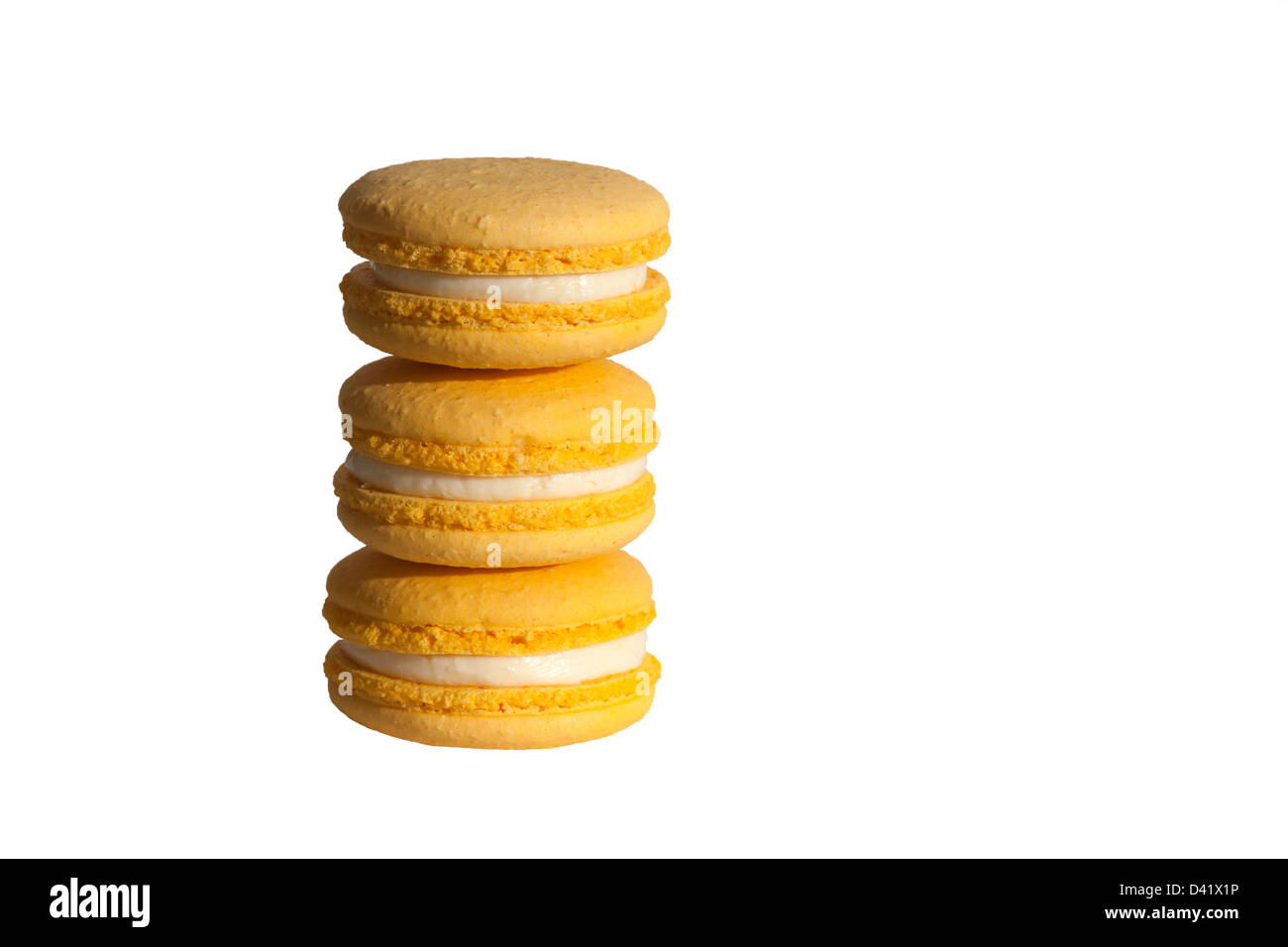 Zitrone aromatisiert Macarons Stockfoto