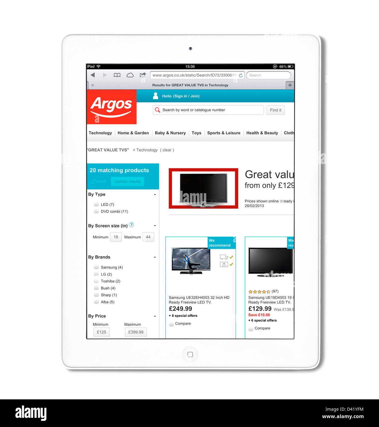Die Argos-Katalog-Store-Website eingesehen am 4. Generation Apple iPad Stockfoto
