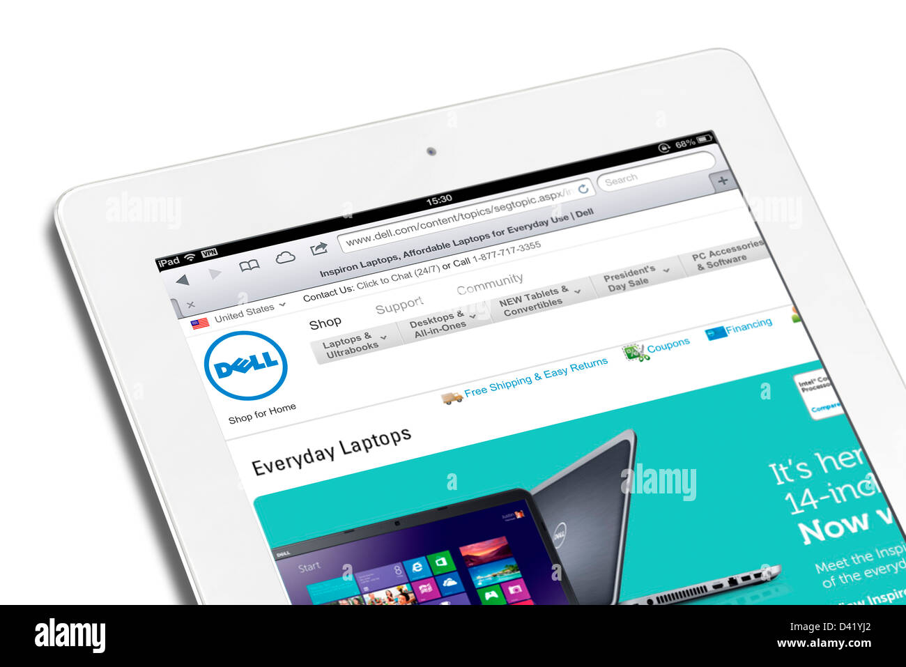 Die Website von Dell Computern in den USA betrachtet auf einem iPad 4 Stockfoto