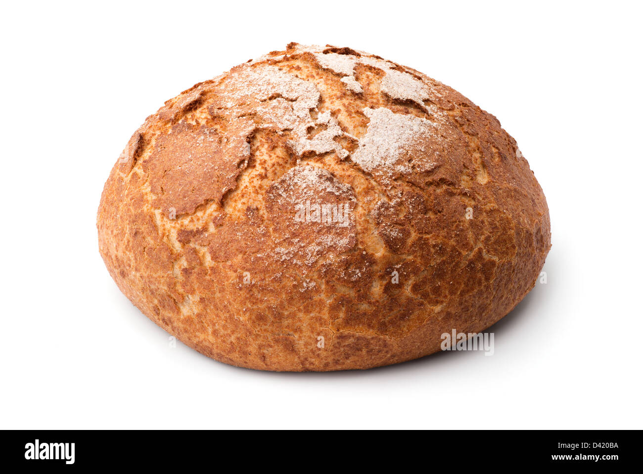 Essen: traditionelle hausgemachte rundes Brot, isoliert auf weißem Hintergrund Stockfoto