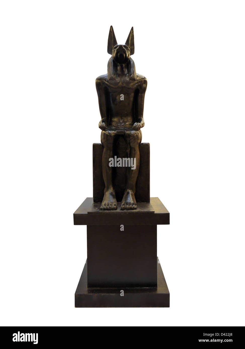 Statue des Anubis - alten ägyptischen Gott mit dem Tod verbunden. Schuss, isoliert auf weiss Stockfoto