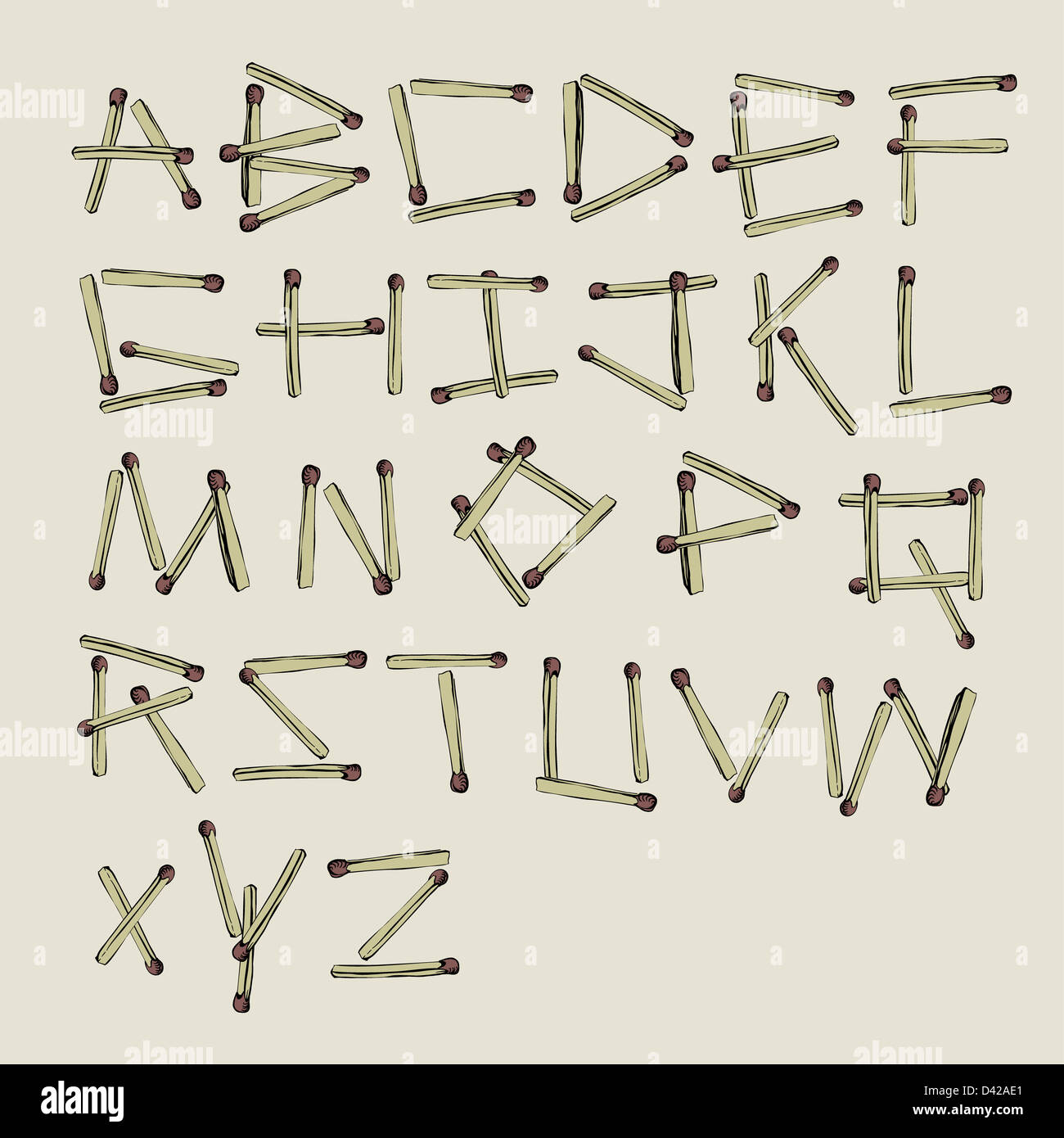 Streichhölzer-Alphabet. Vektor, EPS8 Stockfotografie - Alamy
