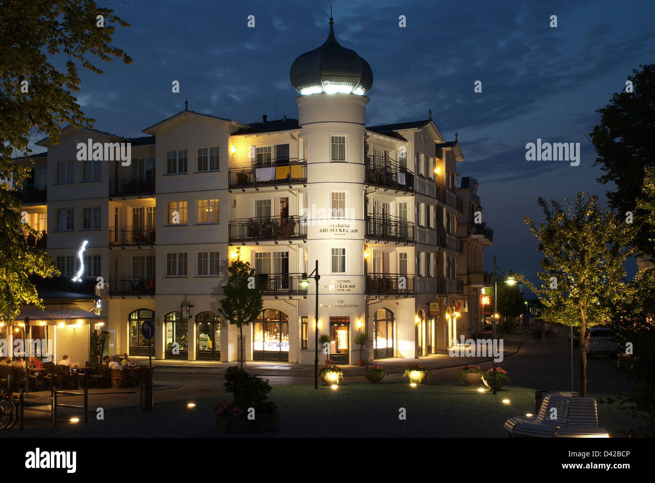 Ahlbeck, Deutschland, den Ahlbecker Hof im Abendlicht Stockfoto