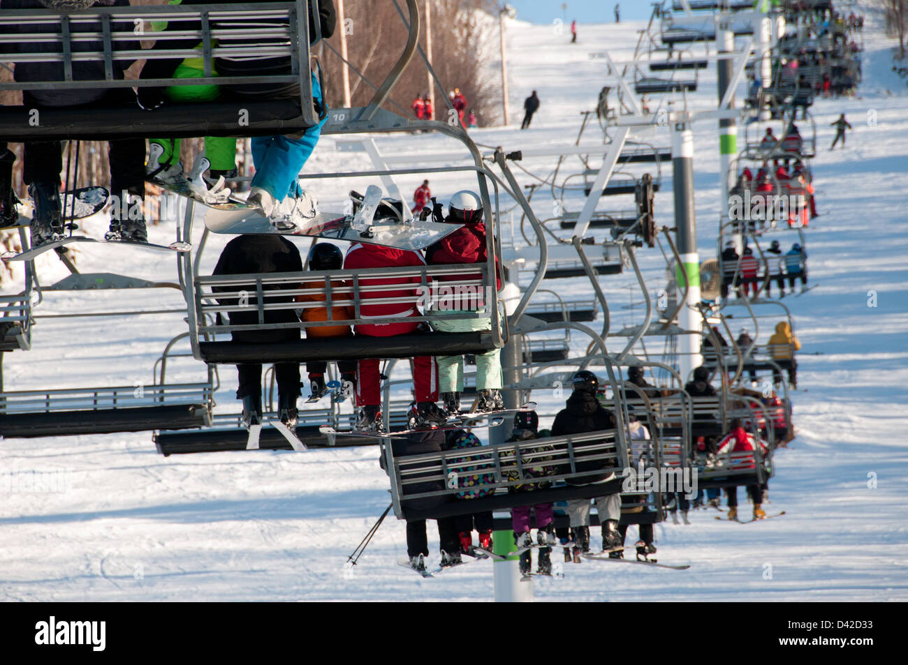 Sessellift Mont Saint Bruno Ski Station Quebec Kanada Stockfoto