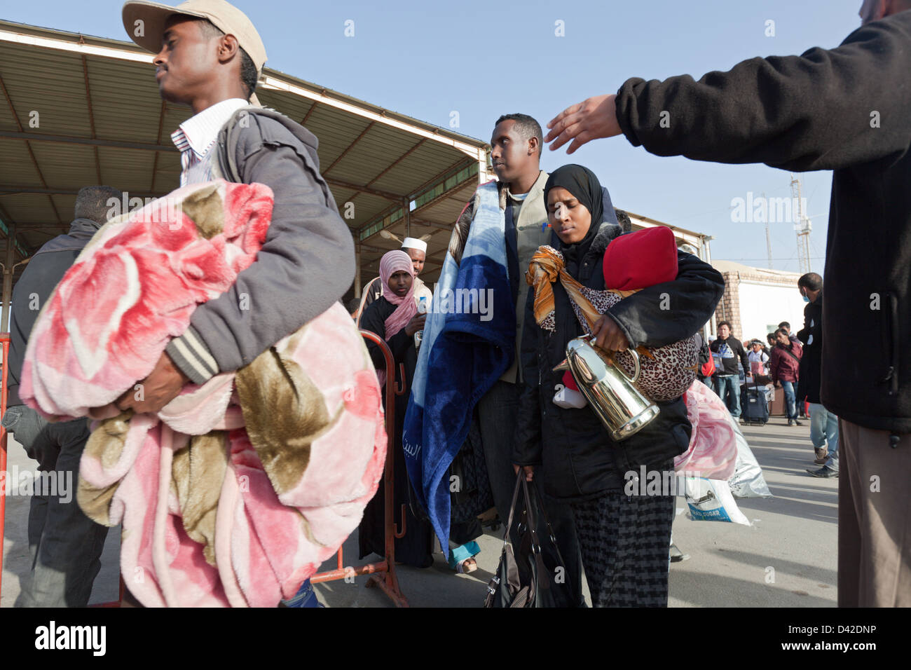 Ben Gardane, Tunesien, Flüchtlinge an der tunesischen Grenze Stockfoto