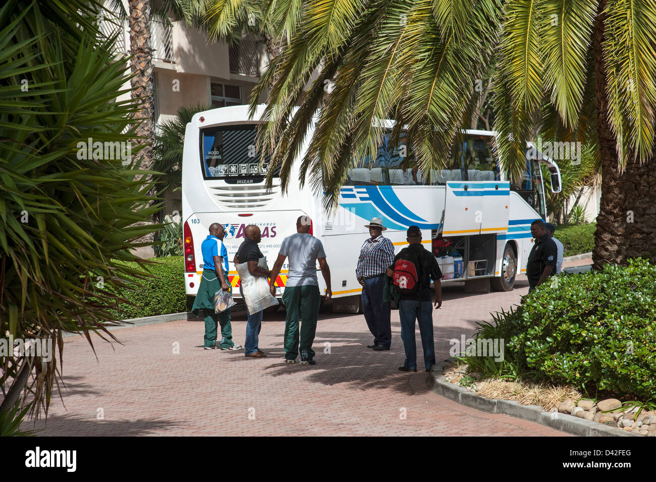 Atlas-Tour Bus und Passagiere Cape Town South Africa touristische Busse Transport Bustransport Stockfoto