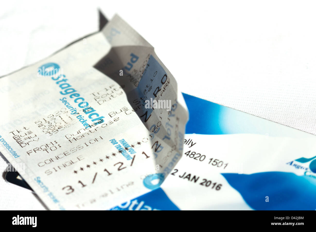 Busticket zeigt Null Tarif kostet und Bus-pass für Senioren Scotland UK Stockfoto