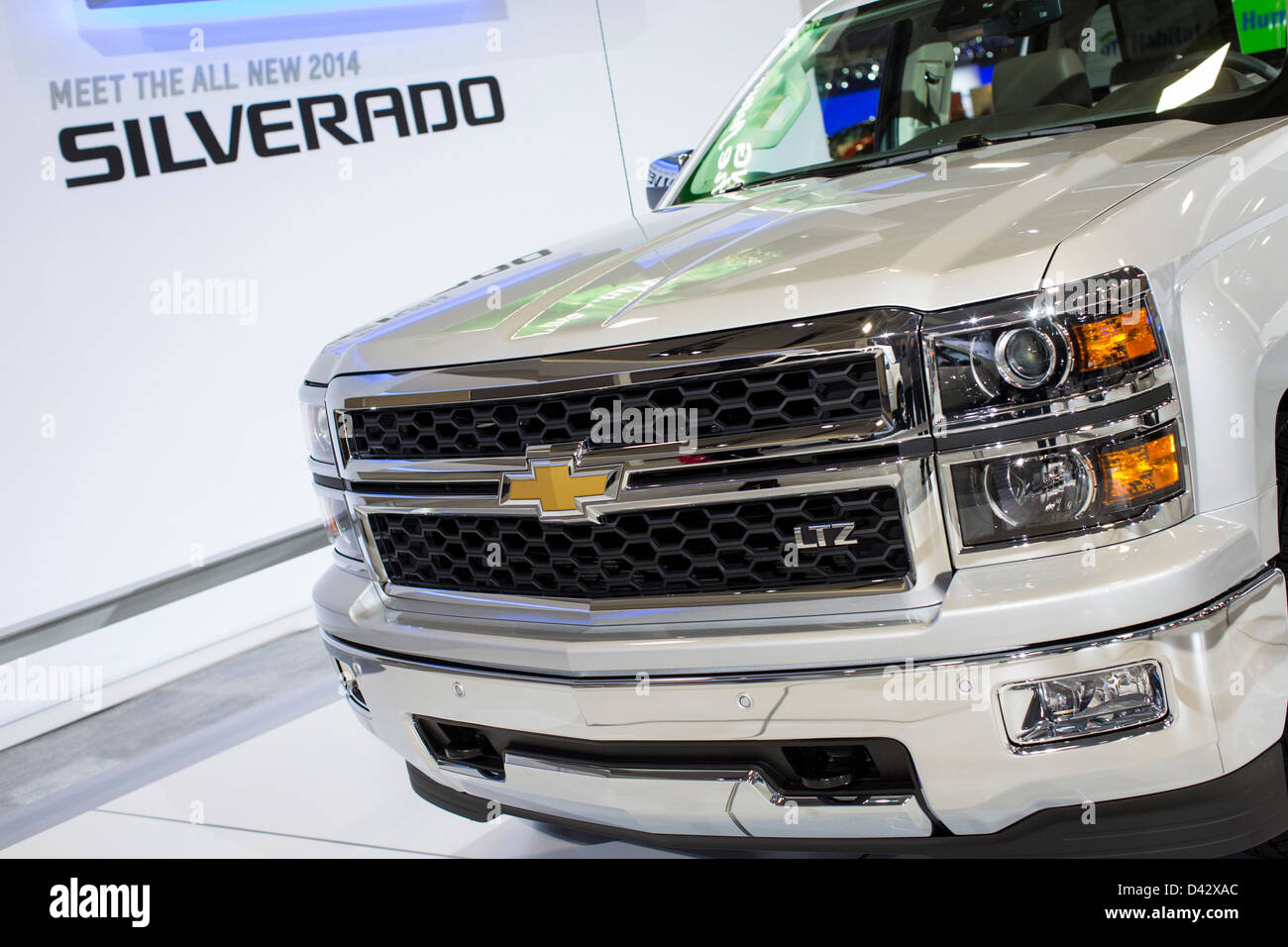 Eine 2013 Chevy Silverado auf dem Display an der 2013 Automesse in Washington, DC. Stockfoto
