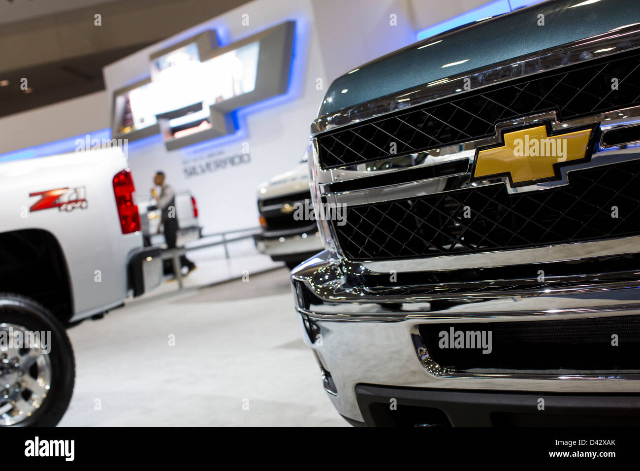 Eine 2013 Chevy Silverado auf dem Display an der 2013 Automesse in Washington, DC. Stockfoto