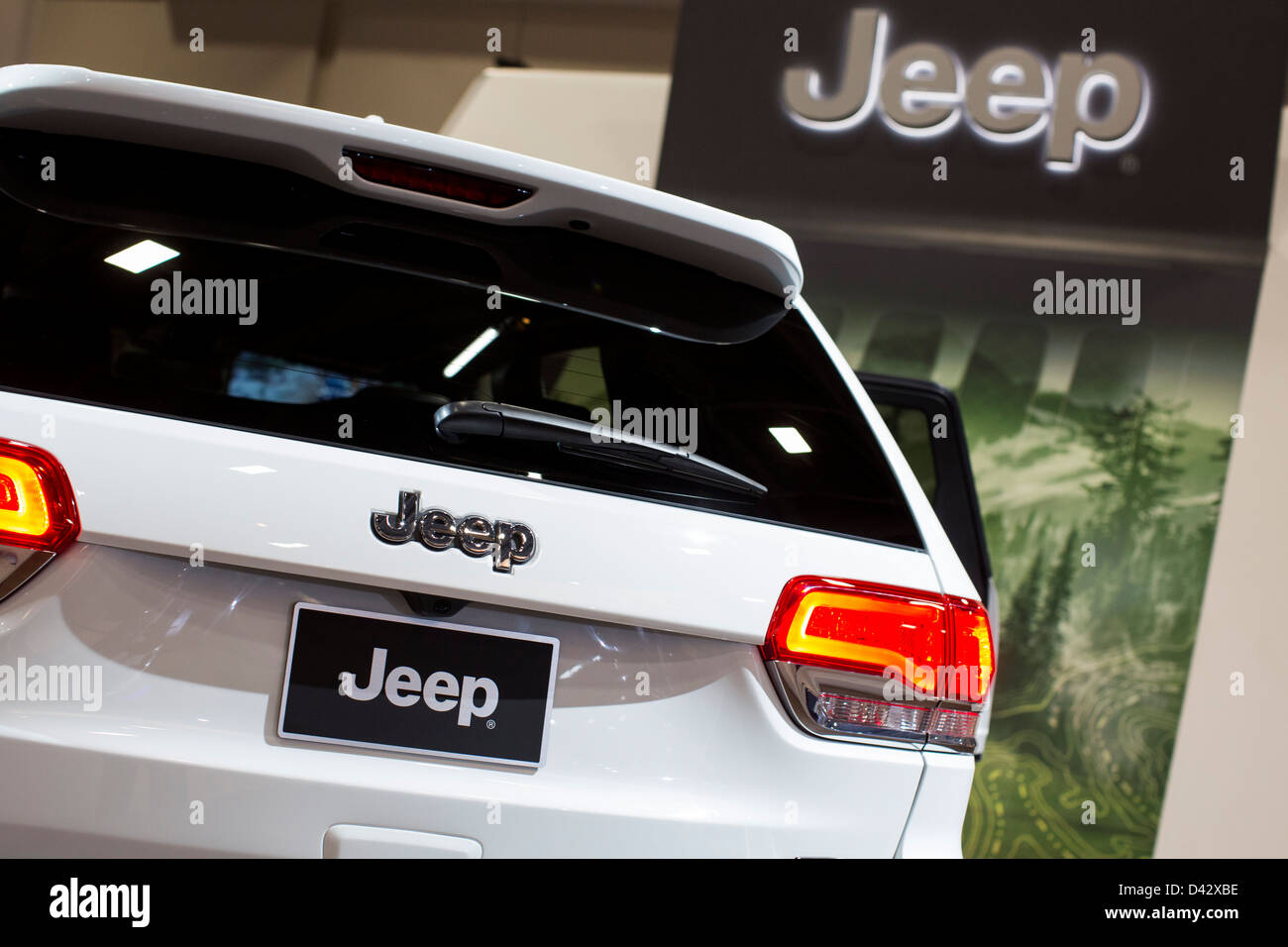 Ein Jeep Grand Cherokee Geländewagen auf dem Display an der 2013 Automesse in Washington, DC. Stockfoto