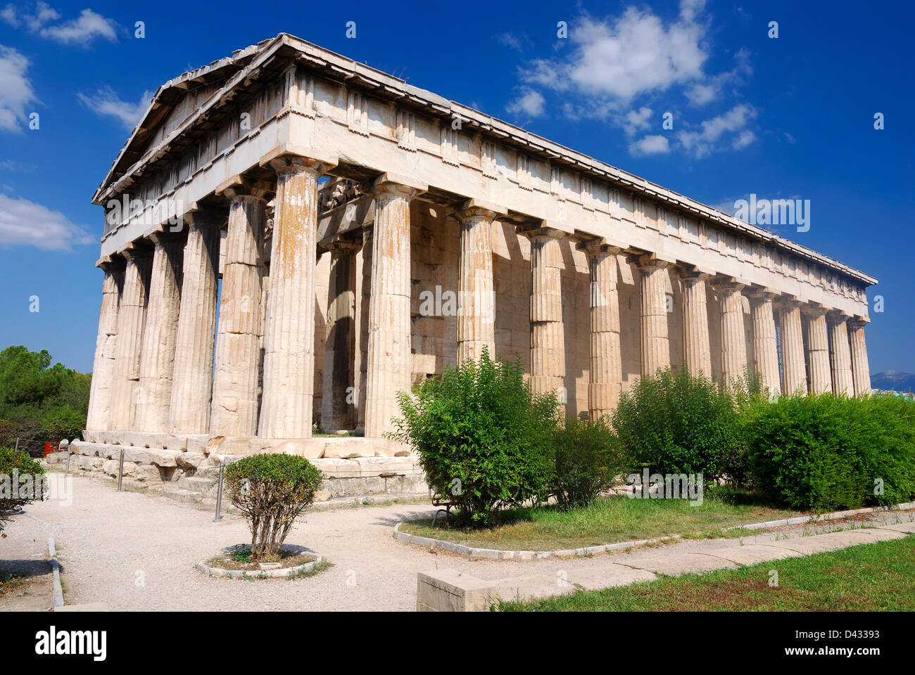 Tempel des Hephaistos, ist der am besten erhaltenen antiken griechischen Tempel, 415 v. Chr. erbaute. Athen, Griechenland. Stockfoto