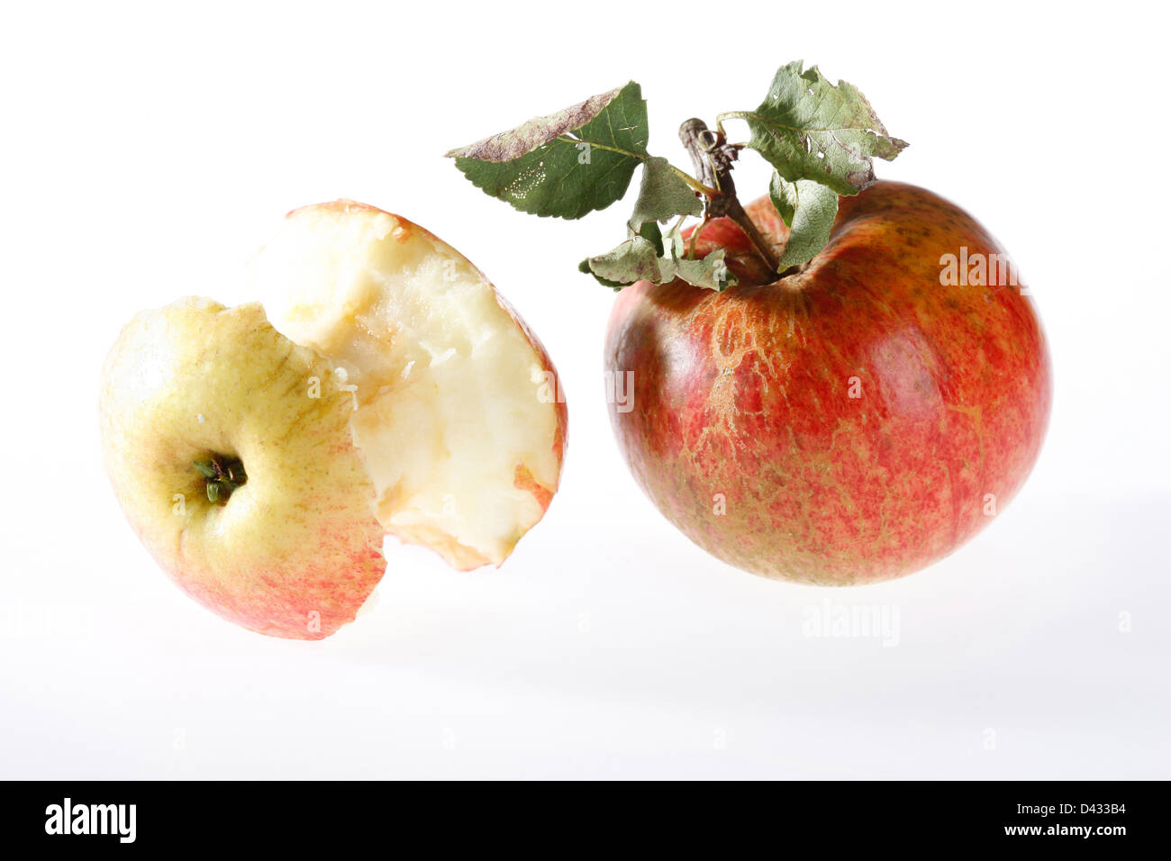 Berlin, Deutschland, eine komplette und eine angebissene Apfel Stockfoto
