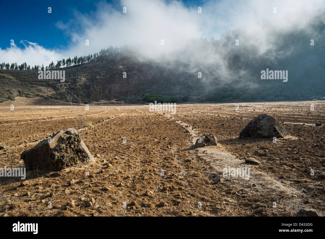 Caldera de Los Marteles, Gran Canaria, ist ein großer Hydrovolcanic-Krater, gebildet durch die Wechselwirkung von heißen Magma mit externen Wasser Stockfoto