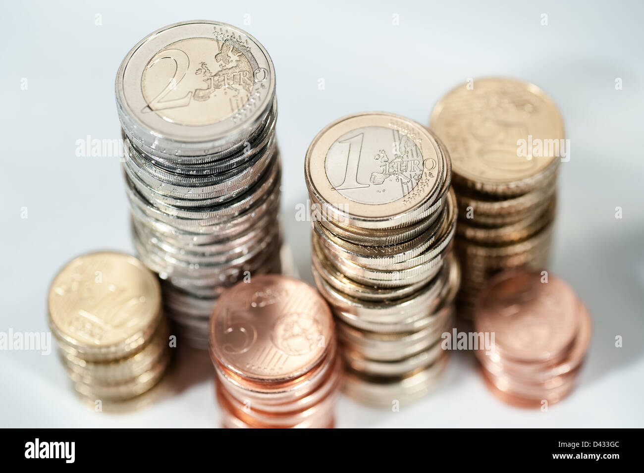 Hamburg, Deutschland, ein Haufen von Euro-Münzen Stockfoto