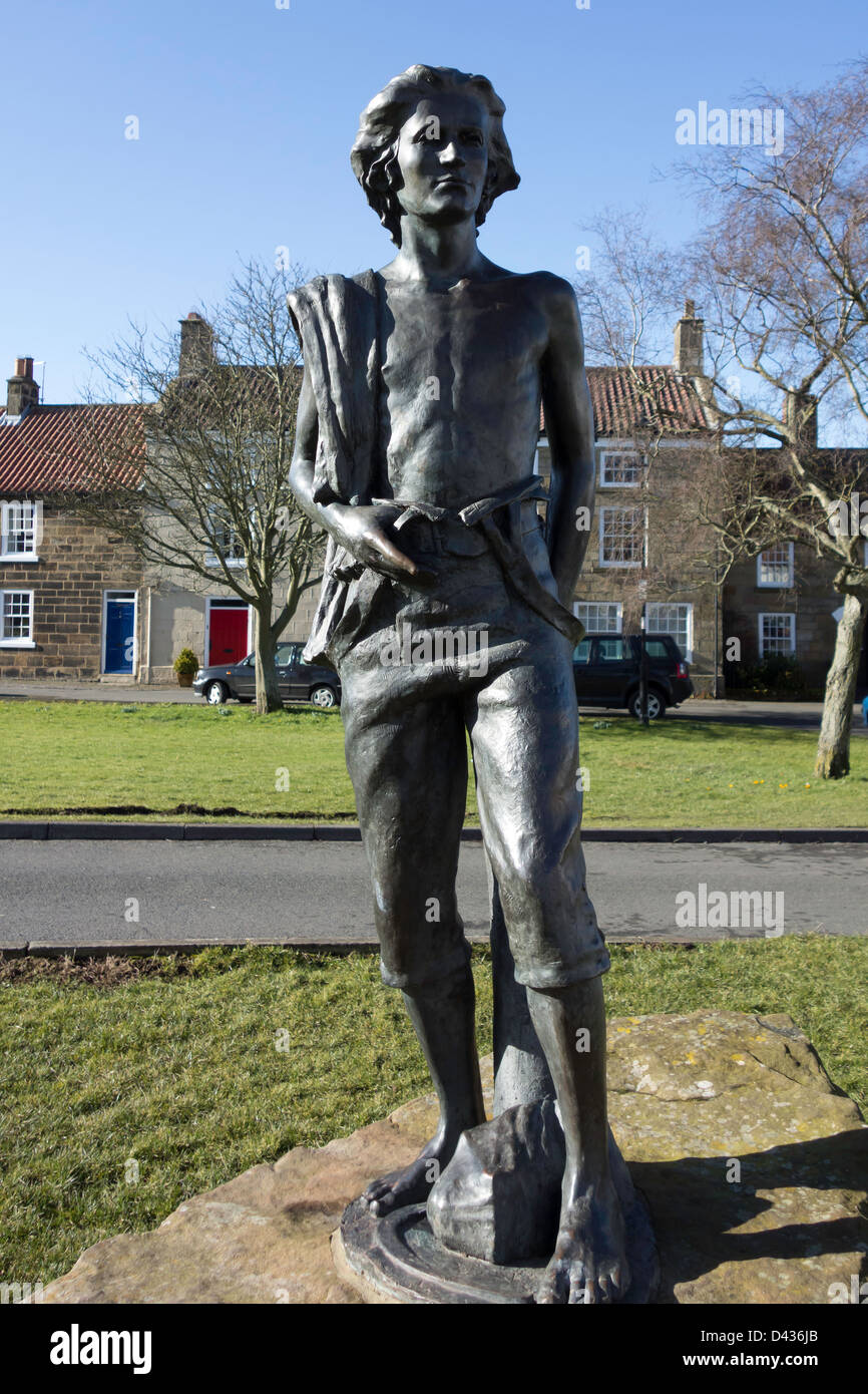 Statue des berühmten Mariner Captain James Cook als junger Mann bei Great Ayton North Yorkshire, wo er zur Schule ging Stockfoto