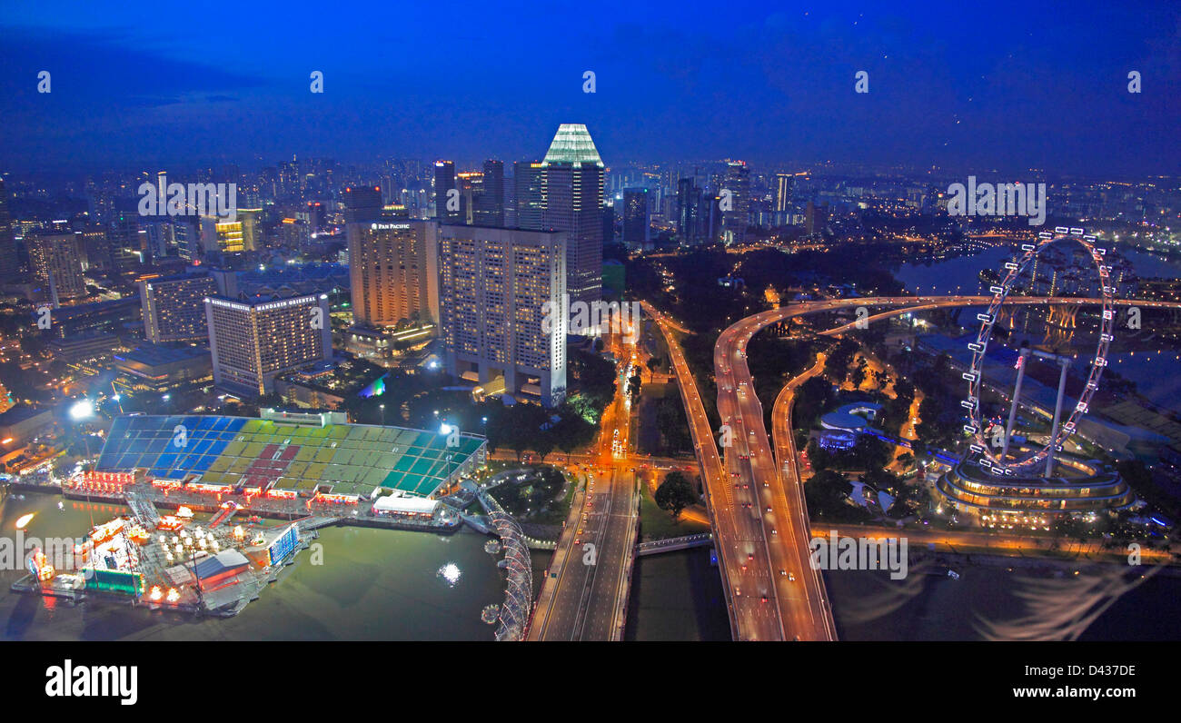 Singapur, Marina District, East Coast Parkway, Singapore Flyer, Stockfoto