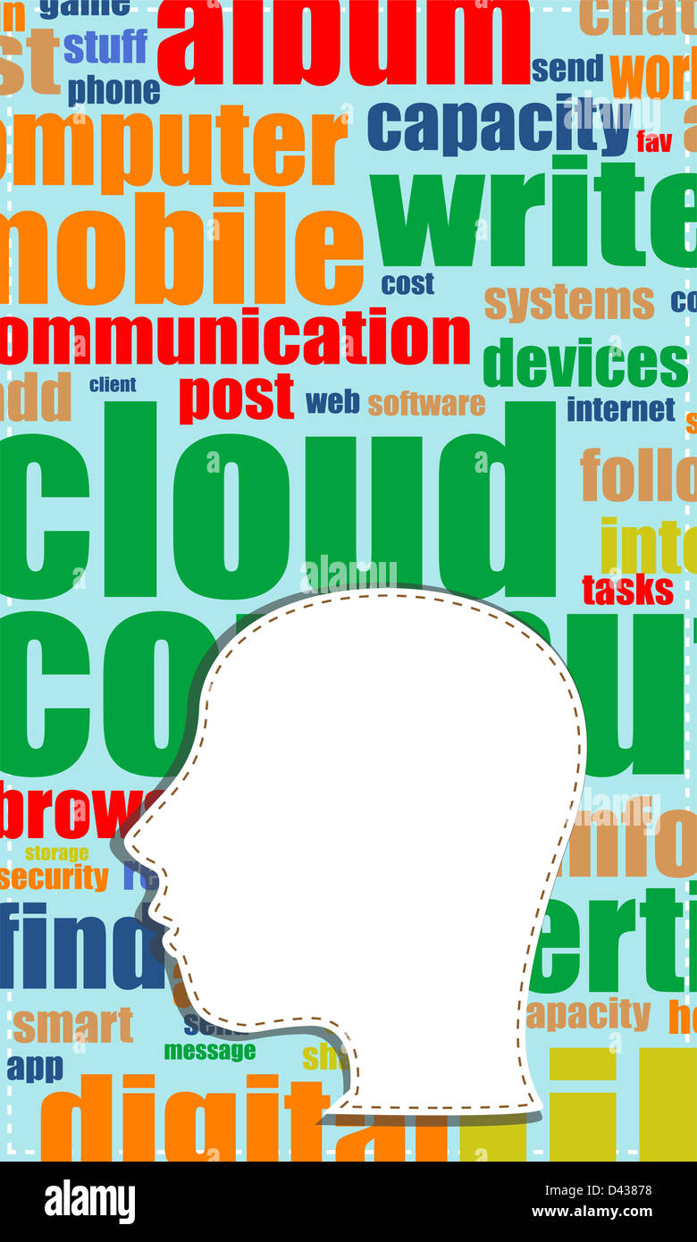 Word Cloud-Business-Konzept Karriere außerhalb der Kopfform, Stockfoto