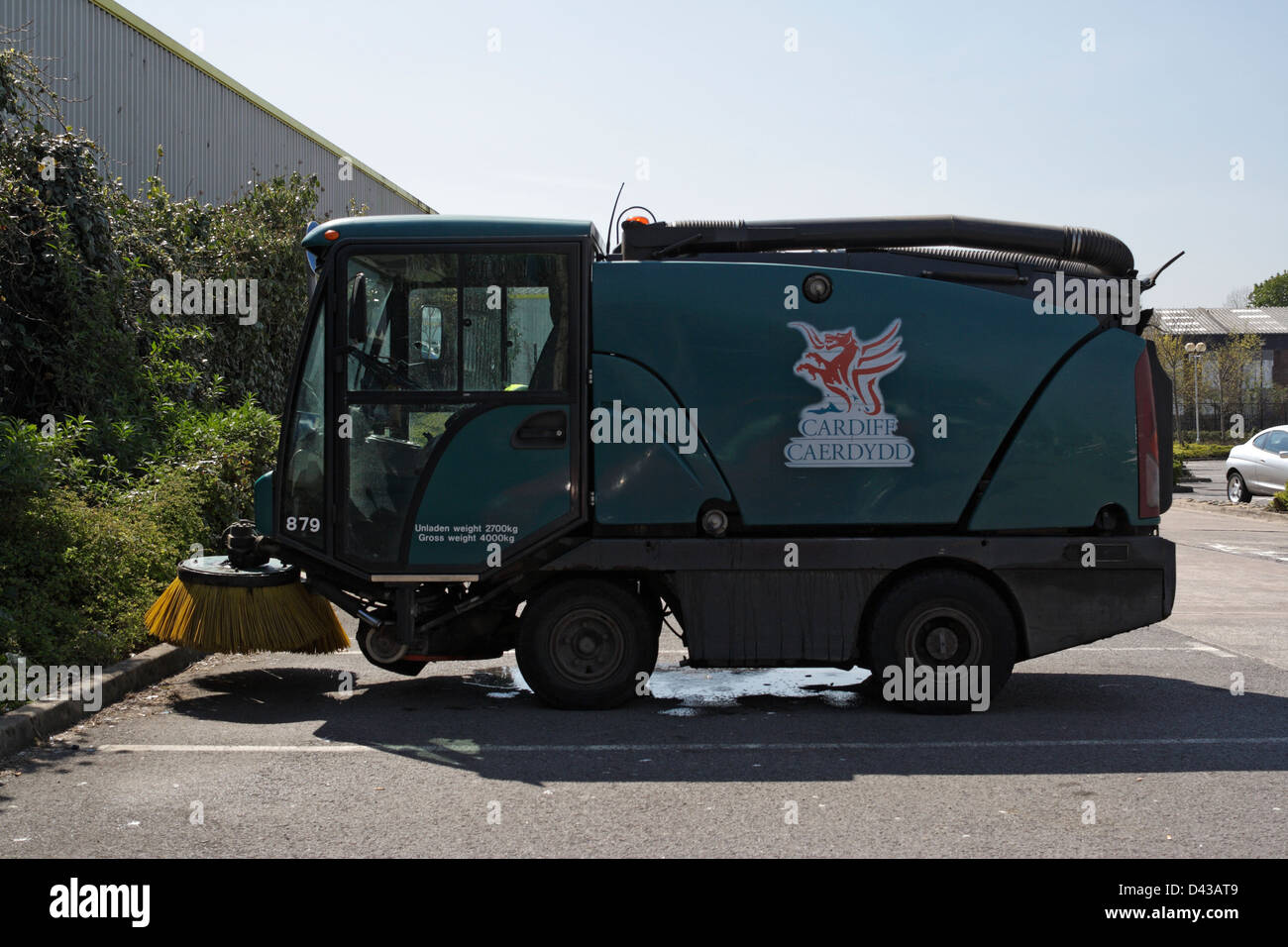 Ein Cardiff Caerdydd Road Sweeper Fahrzeug Stockfoto