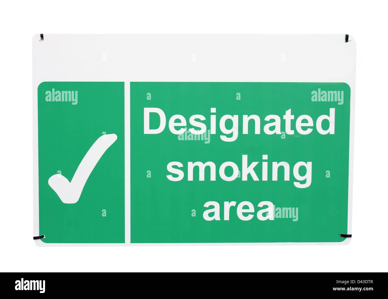 Raucher Bereich Zeichen isoliert auf weißem Hintergrund gekennzeichnet. Stockfoto