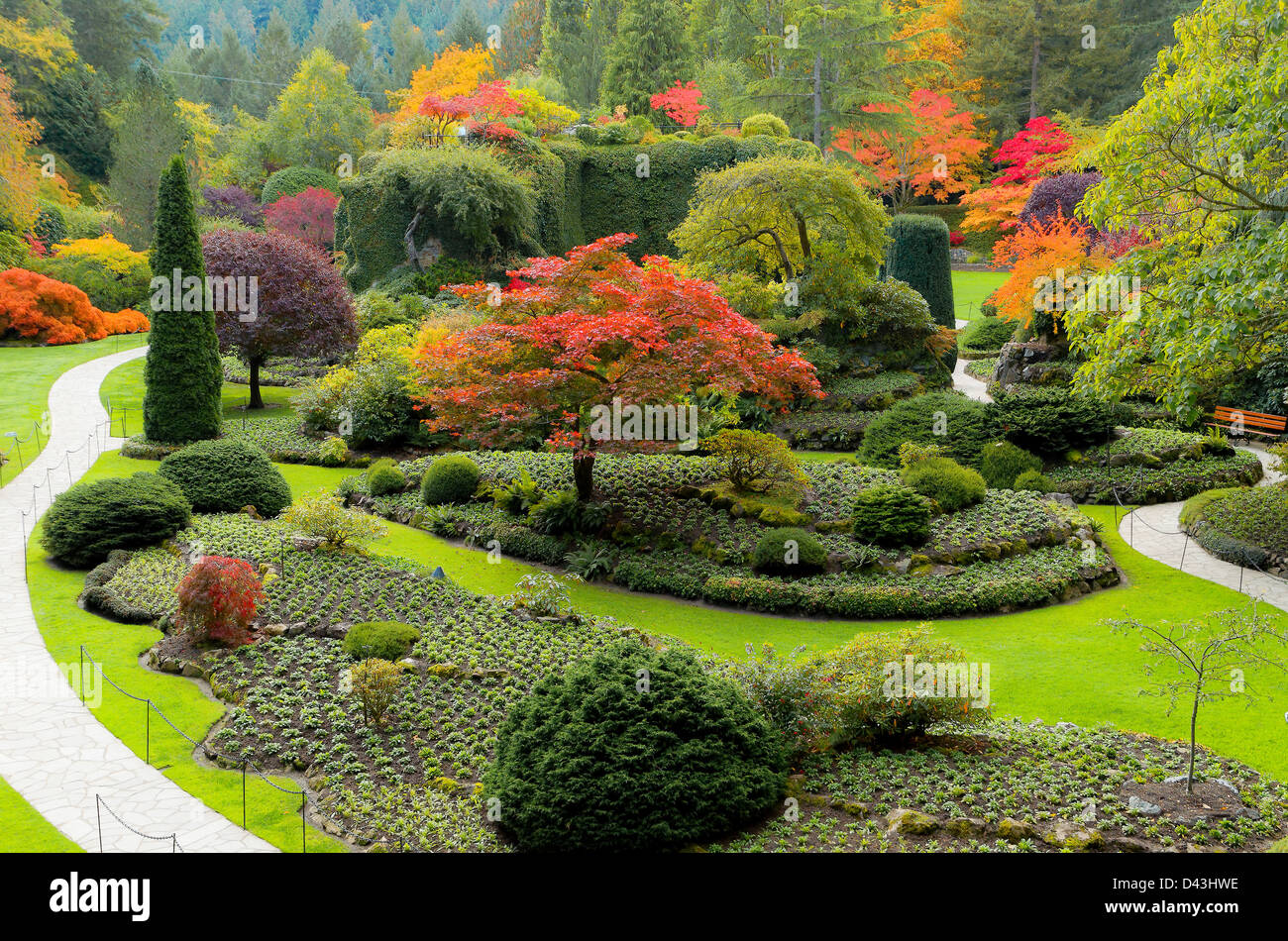 Der versunkene Garten, Butchart Gardens, Brentwood Bay, British Columbia, Kanada Stockfoto