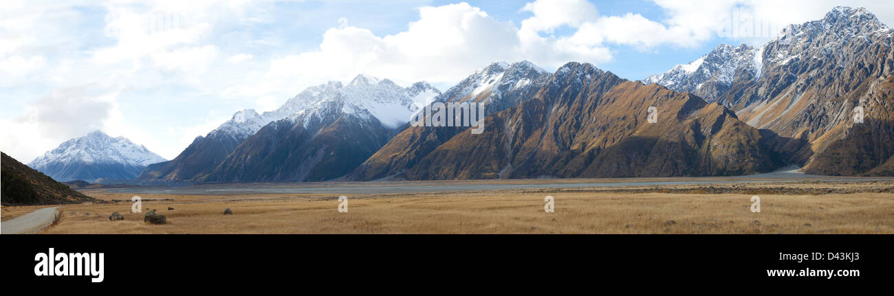 Schöne Landschaften der Mount Tasman Täler Aoraki Mt. Cook Nationalpark Südalpen Berg Südinsel Neuseeland Stockfoto