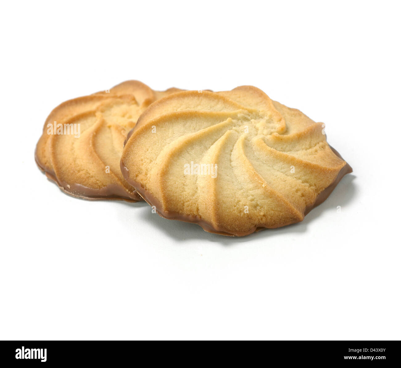 Zwei Wiener Kekse Ausschneiden auf weißem Hintergrund Stockfoto