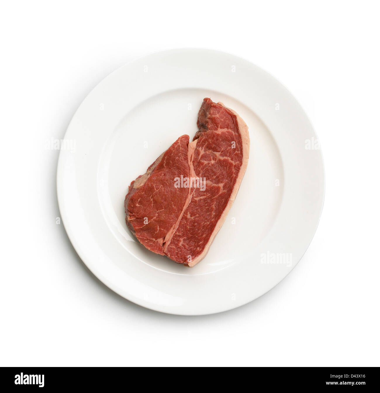 Stück Steak auf weißem Hintergrund ausschneiden Stockfoto