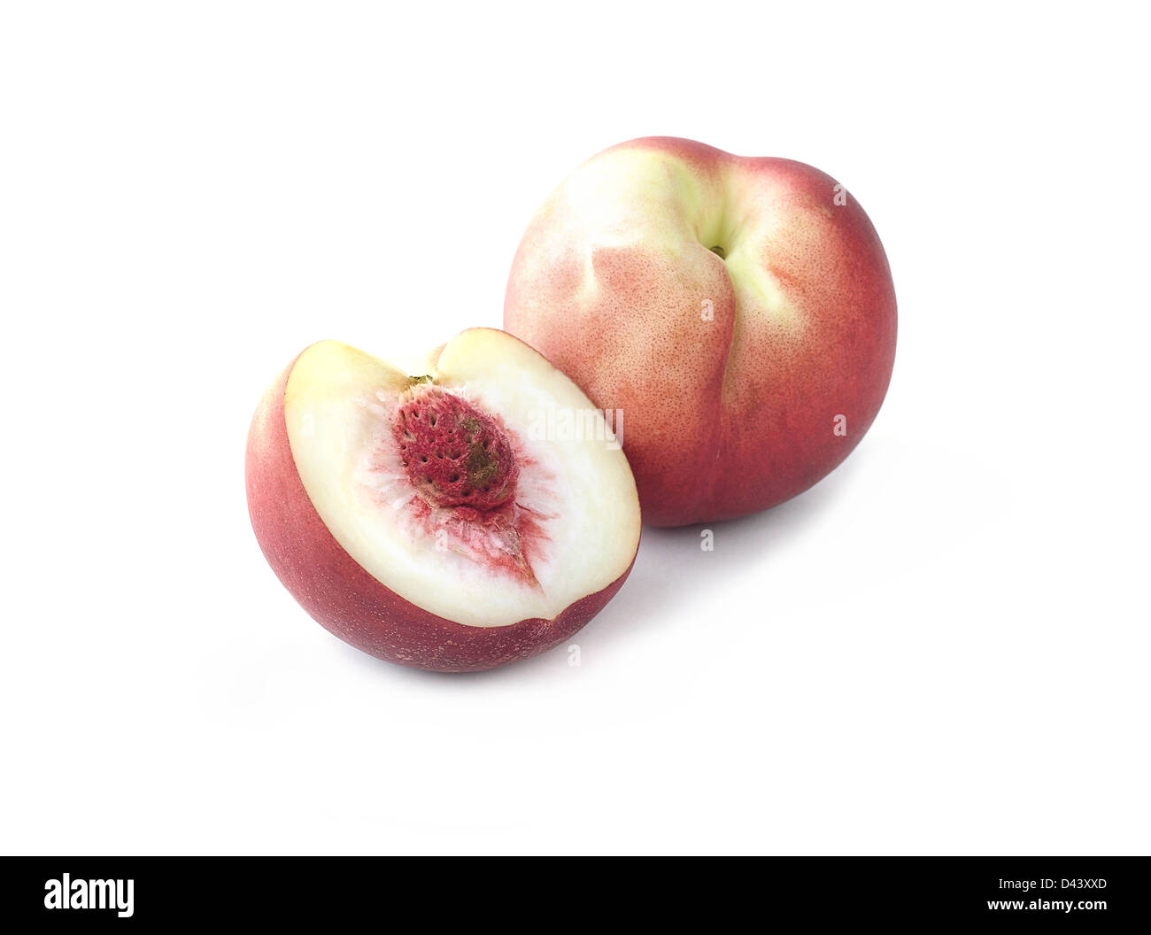 Pfirsich-einen Geschmack von Bio-Obst frische aus der Natur isoliert auf weißem Hintergrund Stockfoto