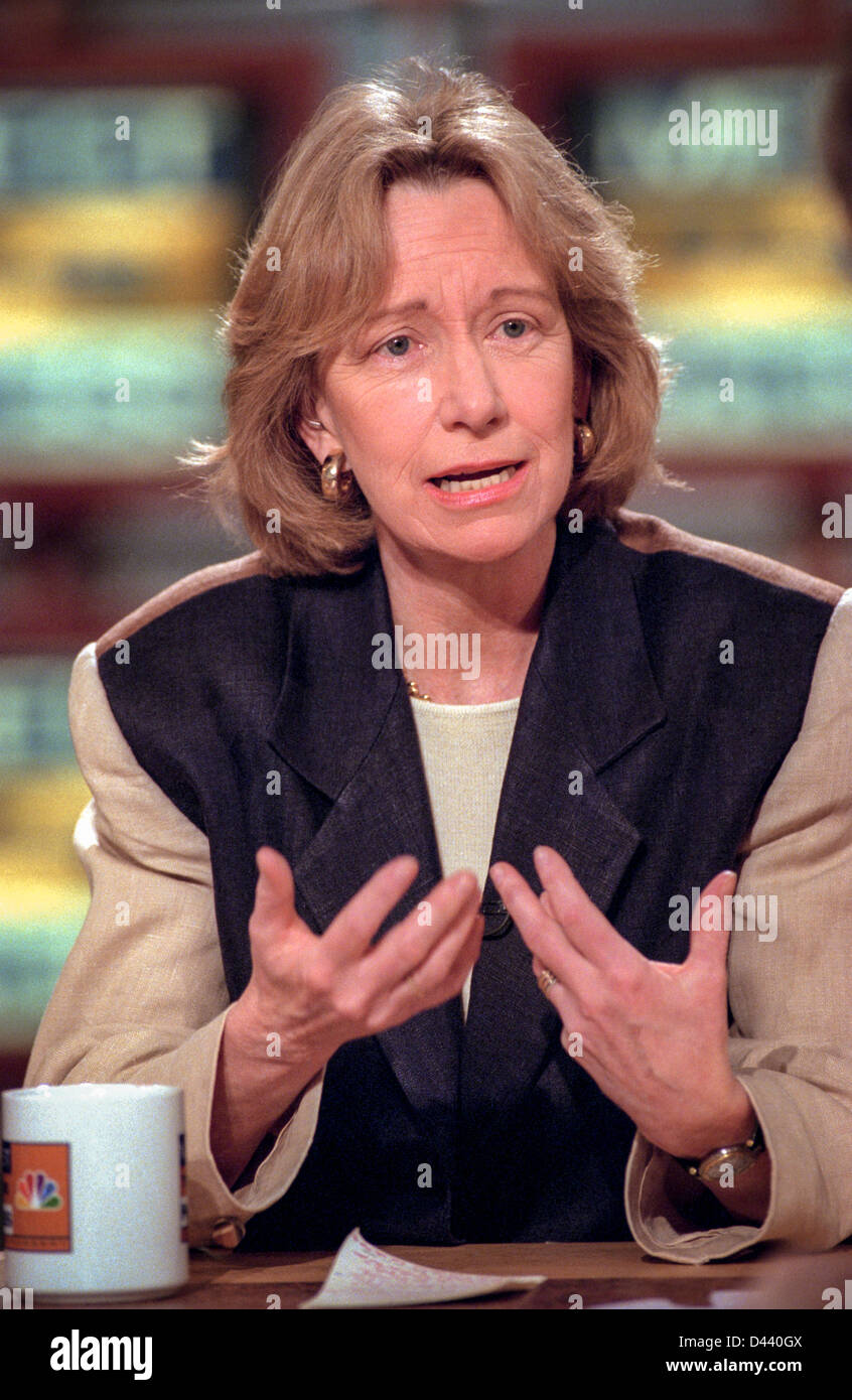 Presidential Biograph Doris Kearns Goodwin kommentiert Präsident Clintons Vermächtnis während NBC Meet the Press 8. März 1998 in Washington, DC. Stockfoto
