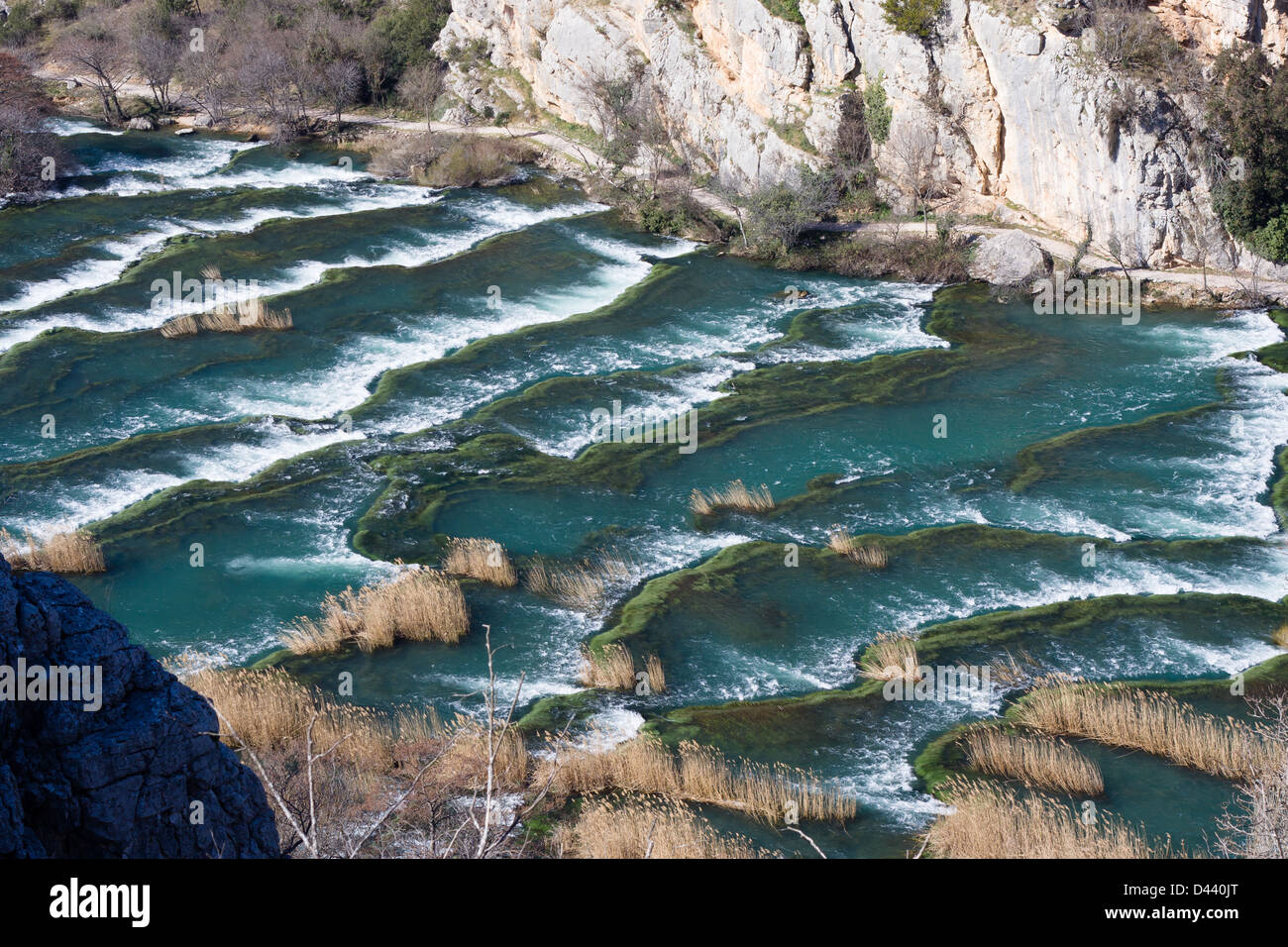 Kaskaden auf Roski slap Krka Nationalpark Kroatien Stockfoto