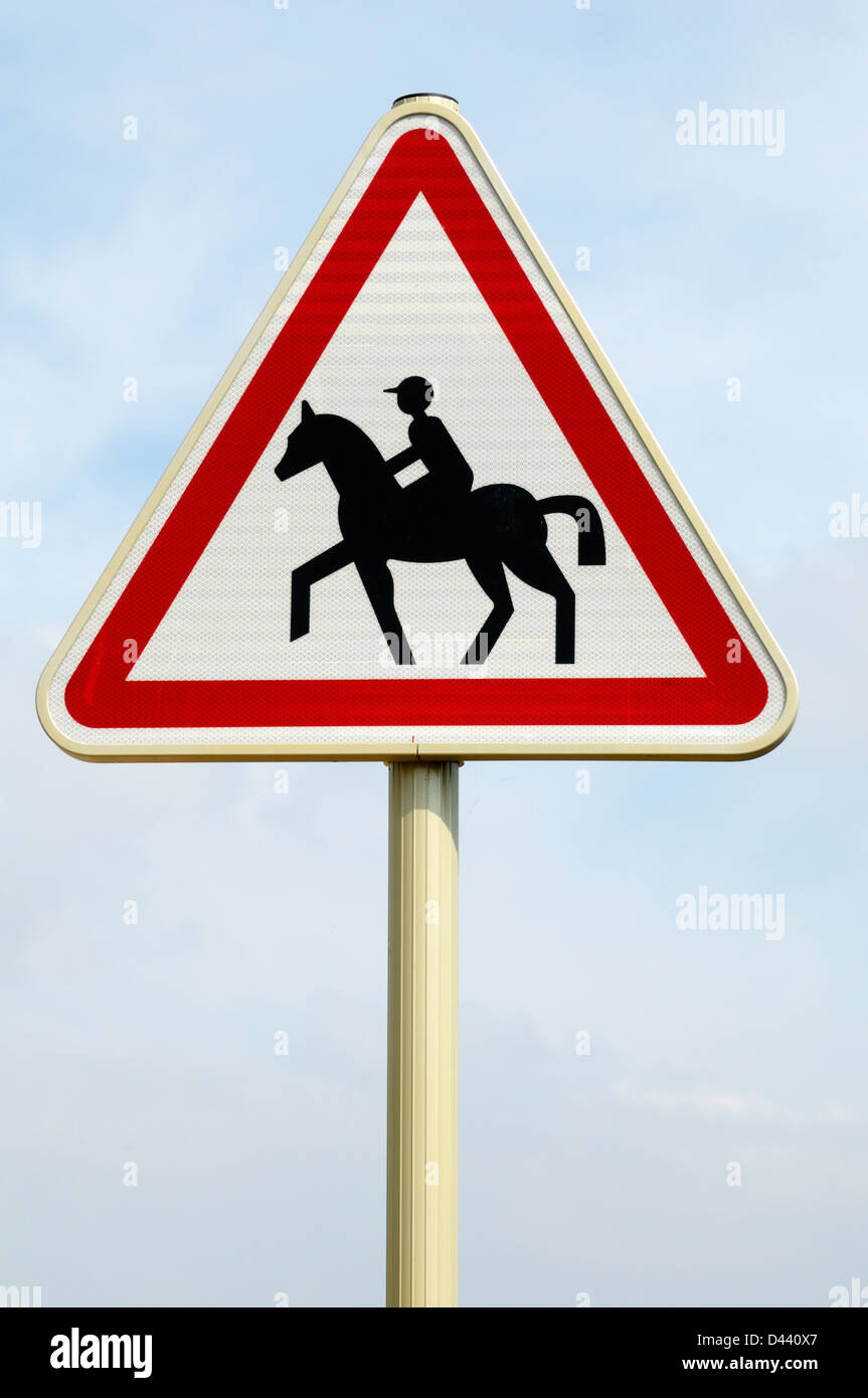 Nahaufnahme von Reitsport Kreuzung Zeichen, Frankreich Stockfoto