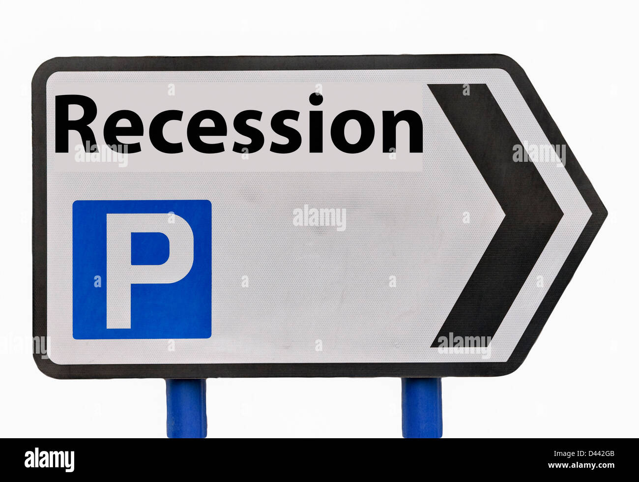 Double-Dip-Rezession, Blase platzen, profitiert Tourismus Zeichen Stockfoto