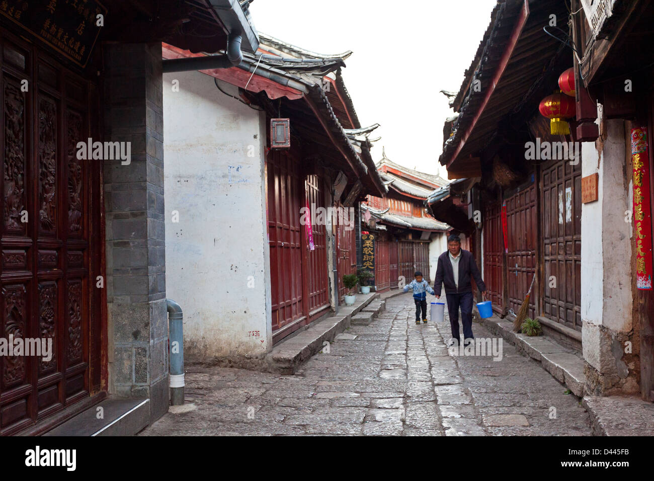 Lijiang Altstadt am Morgen Stockfoto