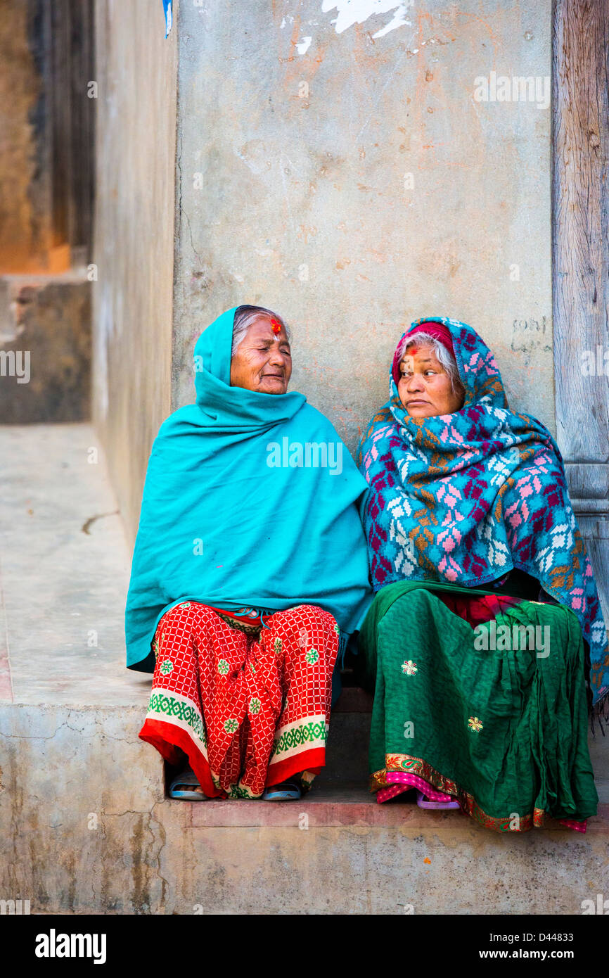 Nepalesische Frauen, Panauti Dorf in der Nähe von Kathmandu, Nepal Stockfoto