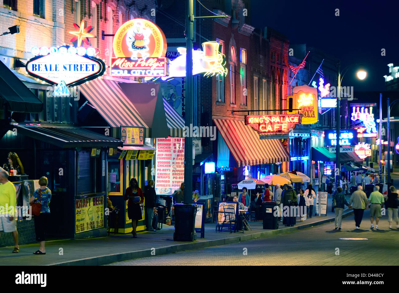 Nacht auf der Beale Street Blues Musik Memphis Tennessee TN Stockfoto