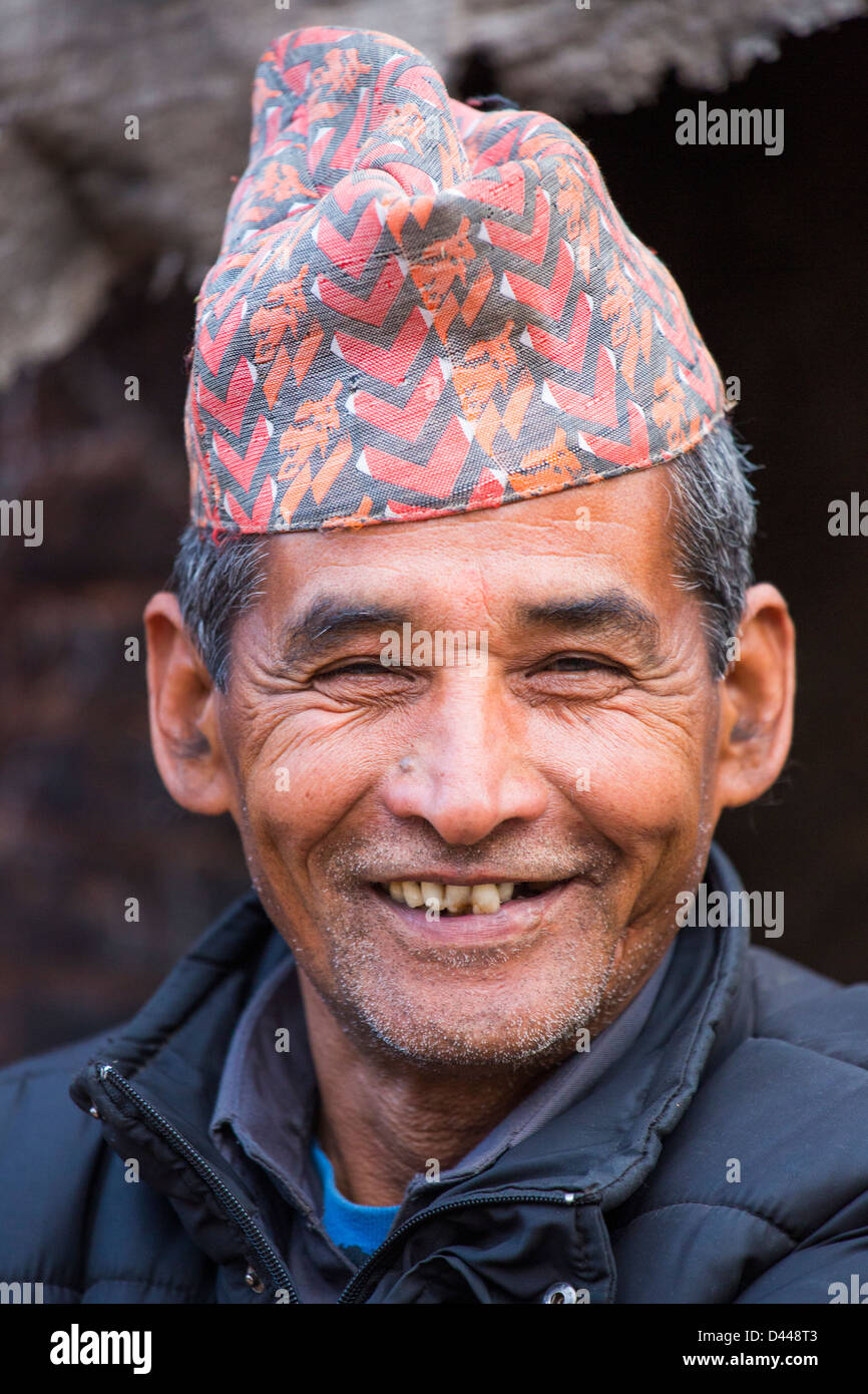 Nepalesische Mann in Panauti Dorf in der Nähe von Kathmandu, Nepal Stockfoto