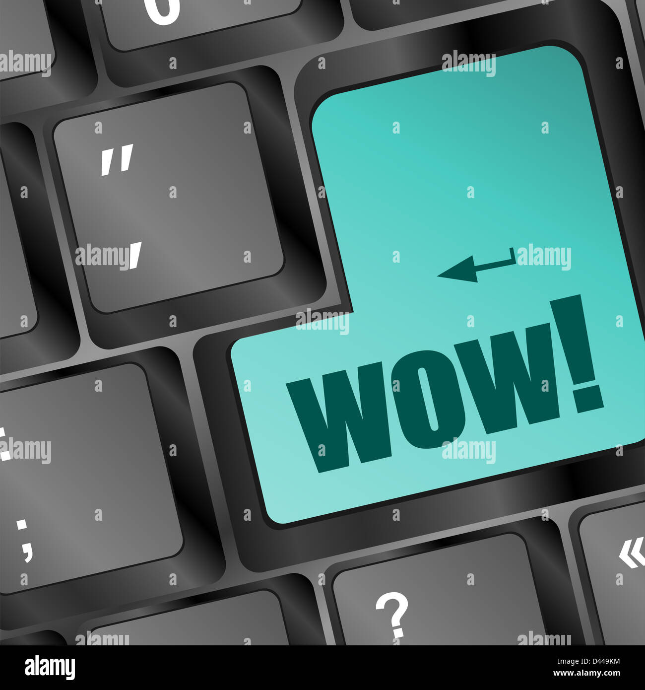 Knopf mit Hilfe-Text und Wow-Symbole auf der modernen Tastatur. Hilfe-Konzept Stockfoto