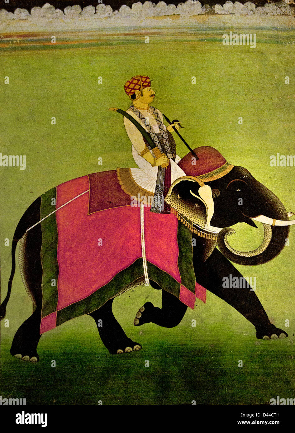 Ein Hindu Sardar Reiten ein Elefant 18 Jahrhundert Jaipur Rajasthan Rajasthan Indien Stockfoto